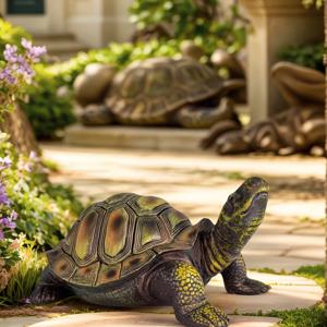 TEMU 1개 리얼한 대형 거북이 조각 장식품, 정원 장식용, 정교한 공예 홈 데코, 축제 및 야외 장식 완벽한 선물, 정교하게 제작된 미술 작품