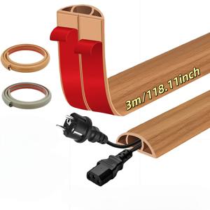 TEMU 바닥용 와이어 동관 1롤 118인치 길이 - PVC 유연한 전기 동관 케이블 보호대, 고강도 3구 멀티탭 연장 코드 은닉용 자가 접착식 와이어 덕트, 사무실 및 가정용 발판 방지 설계, 사무실 배선 관리 | 스타일리시한 와이어 보호대 | 유연한 PVC 동관, 배선 관리 솔루션