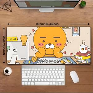 TEMU 오피스 장면 Kakaofriends 라이언 게이밍 마우스 패드 1개 - 미끄럼 방지 고무 베이스, 세탁 가능, 책상 액세서리, 사무실, 학교, 집 장식용으로 좋음, 책상 매트, 팬과 친구를 위한 이상적인 선물
