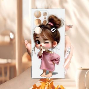 TEMU 휴대폰 케이스 - 귀엽고 재미있는 만화 소녀 캐릭터 패턴, 개인 맞춤형 사랑스러운 패턴, 가을 생일 선물, 패션 핫셀링, 낙하 방지 투명 휴대폰 케이스 (삼성 및 갤럭시 A56/A54/A53/A52/A14/A15/A05S/A53/A34/S23/S23 Ultra 호환)