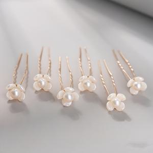 TEMU 6개 브라이덜 헤어핀 및 클립 (성인용), 진주 한국 스타일 업도 핀, U자형 클립, 브라이덜 헤드피스용 작은 헤어 스틱이 특징입니다.