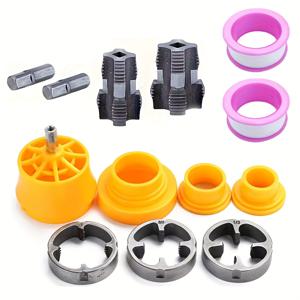 TEMU 13피스 전기 드릴형 파이프 나사 가공 도구 세트, PPR 파이프 나사 다이 세트, 플라스틱 파이프 나사 탭 세트, , 3/4