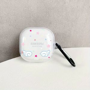 TEMU S6657 날개 달린 화려한 별 패턴 이어버드 케이스, 삼성 갤럭시 버즈2/프로/갤럭시 버즈 라이브/FE용, 갤럭시 버즈2 프로용 보호 커버, FE 이어버드 보호 케이스, 갤럭시 버즈 프로용 소프트 케이스