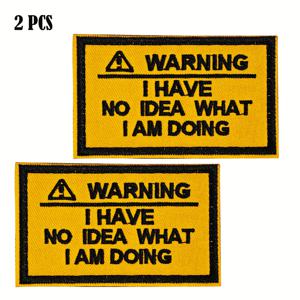 TEMU 2개 노란색 경고 후크 앤 루프 자수 패치 