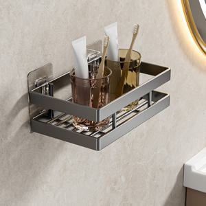 TEMU 1개 AmoiChic 벽걸이 샤워 선반 | 튼튼한 광택 표면 플로팅 선반, 공간 절약형 욕실 정리 랙 (샴푸, 비누 및 액세서리용), 욕실 정리 및 수납, 욕실 트레이, 할로윈, 생일 장식 선물