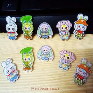 TEMU 혼합 모델 부티크 동물 개구리 3세용 아크릴 토끼 장식용 구슬 10개, 뒷면이 평평한 패치 구슬, DIY 머리핀 브로치 신발 꽃 스크랩북 액세서리용 구슬