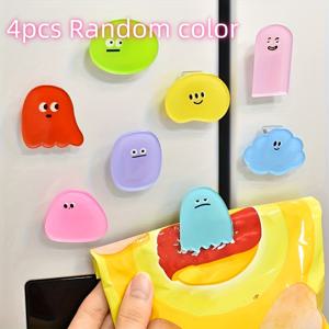 TEMU 사랑스러운 플라스틱 냉장고 자석 4개 세트, 예술적으로 디자인된 정보 보관 장치, 내구성이 뛰어난 화이트보드용 자석 클립, 가정 및 사무실 모두에 이상적인 다양한 모양, 훌륭한 선물 선택, 발렌타인데이, 할로윈과 같은 특별한 날에 적합