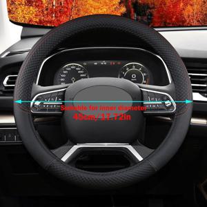 TEMU 트럭 및 건설용 차량 스티어링 휠 커버 | 42cm/16.54인치 & 45cm/17.72인치 대형 스티어링 휠 호환 | 통기성, 미끄럼 방지, 내구성 PU 가죽 | 대형 PU 가죽 마사지 그립 커버 | 자동차 내부 액세서리