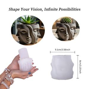 TEMU 예술적인 다면체 얼굴 실리콘 몰드 1개, 점토용 실리콘 몰드, 두꺼운 재사용 가능 실리콘 몰드, 매끄러운 내벽으로 쉬운 탈형, 간편한 세척, 가정 장식, 다육이 화분 만들기, 아로마테라피 공예용 다기능 수제 실리콘 몰드 - 수지 용도의 독특한 재사용 가능 DIY 몰드, 식물 애호가를 위한 특별한 선물
