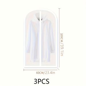 TEMU 3/5개 투명 지퍼 먼지 커버, 정장용 옷장 보관 가방, 내구성 있는 스티칭이 있는 의류 보호대 – 이상적인 홈 필수품, 여성용 겨울 코트 커버, 수트 커버 가방, 옷 커버