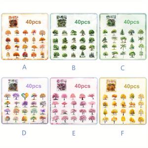 TEMU 240개 작고 나무 스티커 혼합 세트, 투명한 벚꽃 단풍나무 에펨에라 스티커 묶음, 스크랩북킹 불렛 잡지 잡지 저널링 플래너 다이어리 페이퍼 크래프트 봉투용