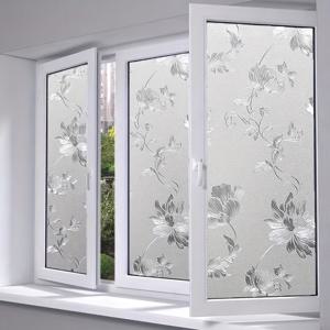TEMU 모란꽃 패턴 창문 프라이バシー 필름 1롤, 정전기식 유리 필름 및 햇빛가리개 탈부착식 창문 스티커, 장식용 유리창 필름 데칼, 침실, 거실, 사무실, 가정용 창문 장식에 적합
