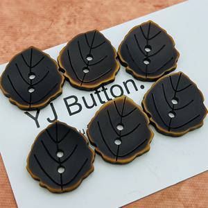 TEMU 6개입 22mm 갈색 잎사귀형 레진 단추, 다크 브라운 더블홀 장식 단추, 수제 의류 액세서리용, 정장, 재킷, 유니폼, DIY 가방 액세서리용 창의적인 장식 단추