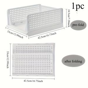TEMU 공간 효율적인 흰색 플라스틱 수납 상자 (쌓고 접을 수 있음). 옷, 수건 및 기타 물품 정리에 적합합니다. 옷장, 주방, 세탁실 및 욕실에서 사용하기 좋으며 선반 바구니입니다.