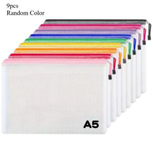 TEMU A5 PVC 메쉬 지퍼백 9개/18개 팩, 사무실, 학교, 여행용품 정리용 재사용 가능한 파일 서류 가방