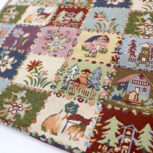 TEMU 1개 특대형 50x148cm (19.7x58인치) 에스닉 자카드 원단 - 생생한 멀티컬러 손세탁 전용 섬유, 핑크, 그린, 옐로우, 오렌지, 퍼플, 브라운, 그레이 색상의 복잡한 꽃, 하우스 & 트리 패턴, 커튼, 퀼트, 재봉, 퀼트