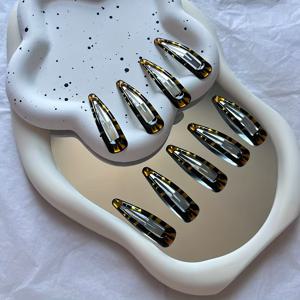 TEMU 프린트 물방울 머리핀, 고급 거북등 BB 클립, 뱅과 사이드 프린지를 위한 클래식 빈티지 머리핀