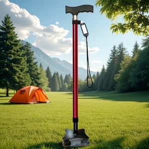 TEMU 미끄럼 방지 다리 4개가 달린 경량 하이킹 지팡이; 다기능 높이 조절식 알루미늄 합금 지팡이