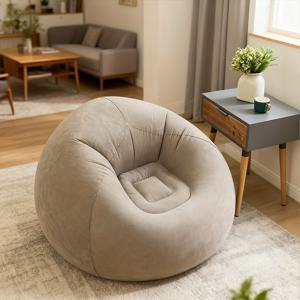 TEMU 1개 자동 공기 주입 빈백 의자 - 휴대용 그레이 PVC 에어 소파 베드, 실내/외 사용 가능, 조립 불필요, 간편한 설치 및 보관