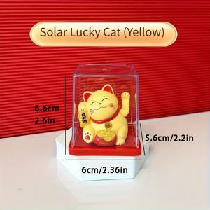 TEMU 팔을 흔드는 손과 머리를 기울인 고양이 미니 행운 고양이 조각상, 사무실 책상 및 차량 대시보드용으로 디자인됨, 먼지 덮개 포함