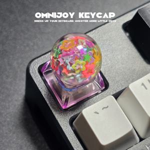 TEMU 1개 볼 테마 키캡, 반짝이는 별과 하트 모양 시퀸 디자인, 컬러풀 ESC 키캡, 게이밍 키보드 장식용, 남자친구, , 아버지를 위한 생일 선물