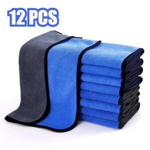 TEMU 12개입 두꺼운 극세사 차량 워시 타월 | 흡수성, 재사용 가능, 차량 디테일링, 가정 청소, 먼지 제거, 창문 & 식기 닦기 - 노란색, 초록색, 보라색, 분홍색, 파란색으로 제공 - 폴리에스터 소재