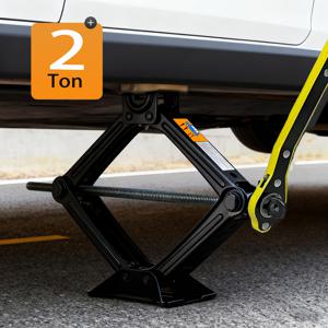 TEMU 2톤 (4409 LBS) 스틸 시저 잭 차량 리프팅 키트 - 차량, SUV용 튼튼한 휴대용 플로어 잭, 래칫 렌치, 미끄럼 방지 나사 & 확장형 베이스 디자인, 비상 타이어 교체 도구