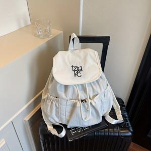 TEMU 세련된 레터 자수와 플리츠 디자인의 여성용 백팩, 데일리 출퇴근 및 선물용으로 완벽