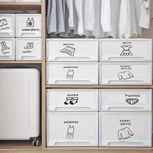 TEMU 패션 라벨용 벽 데칼, 옷 정리용 자가 접착 PVC 스티커, 침실 수납, 세탁물 정리 및 장식에 이상적, 의류 분류를 위한 벽 아트 역할