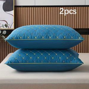 TEMU 통기성 좋은 수면 베개 2개 세트, 침구 또는 장식용으로 이상적, 부드러운 코어, 호텔 품질의 냉각 효과, 배밀이거나 옆으로 자는 사람에게 적합, 다양한 용도에 다용도로 사용 가능, 인체공학적 디자인