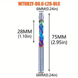 TEMU Dreanique 1개 다기능 DLC 코팅 솔리드 초경 베어링 가이드 밀링 커터, 2개의 플루트, 스파이럴 플러시 트림 라우팅용, UP 및 DOWN 커팅 밀, 6MM, 6.35MM 및 8MM 샹크 사이즈의 베어링 포함
