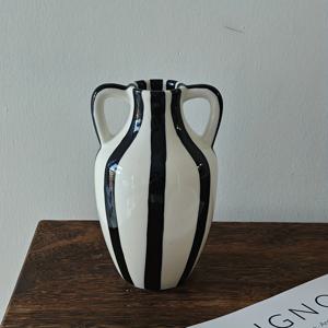 TEMU 1개 빈티지 아메리칸 레트로 세라믹 꽃병, 디자인 - 핑크 & 손으로 그린 스타일, 거실, 식탁, 사무실, 침실을 위한 우아한 홈 데코 - 특별한 선물 아이디어, 꽃병 장식