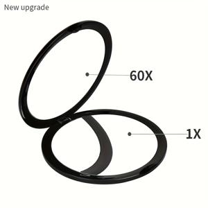 TEMU 1개 휴대용 전문가용 메이크업 돋보기 거울 | 60X 양면 접이식 화장대 거울, 60X 및 1X 확대 속도 전환, 플립 디자인, 블랙 앤 화이트 옵션, 고화질 투명 유리