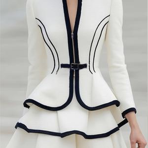 TEMU 클래식 엘레강스 스타일 재킷 + 스커트 세트, 패치워크 컬러블록 엘레강스 드레스, 앞면 지퍼, 장식 버클 포함 슬림한 허리 벨트, 라이트 럭셔리, 명사, 기품, 여신, 세련된 여성, 우아함, 빈티지, 출퇴근용, 연회, 파티