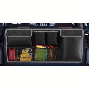 TEMU 대용량 6구획 차량용 트렁크 정리함 - 헤비듀티 옥스포드 원단, 공간절약형 후면 서스펜션 수납백, SUV/트럭/밴용 다용도 포켓 - 짐, 도구, 이사용 차량 정리함, 강화된 스티칭,트럭 소유자,밴 사용자