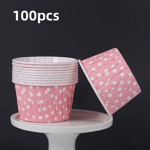 TEMU 100개 컬러풀 도트 베이킹 컵 - 생일파티, 웨딩용 다양한 색상의 종이 컵케이크 & 머핀 라이너