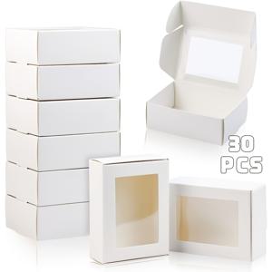 TEMU 그녀/남자를 위한 선물 30개 선물 상자 및 의류 상자, 창문이 있는 다색 선물 상자, 다양한 색상 조합으로 제공 (화이트, 블랙, 핑크, 브라운), 작은 선물, 파티 답례품 및 포장에 적합