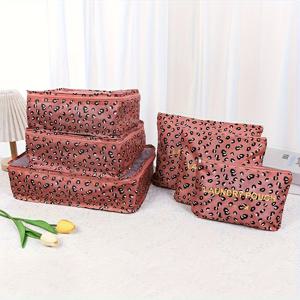 TEMU 지퍼 클로저가 있는 클래식 핑크 패킹 큐브 6개 세트. 여행 가방의 의류 보호를 위해 디자인되었으며, 옷, 신발 및 추가품을 위한 옷 가방 정리, 공간 절약형 여행 가방 및 백팩 정리함으로 여행객, 여행 가방에 이상적입니다.