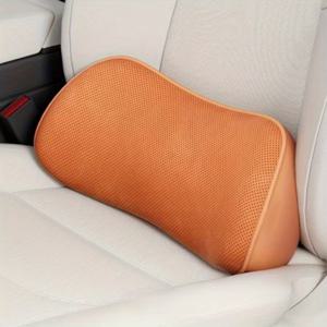 TEMU 럭셔리 자동차 요추 지지 시트 쿠션, 인조 스웨이드 커버, 메모리폼 충전재, 통기성 펀칭 디자인, 사계절 사용 가능, 자동차 요추 베개, 시트 커버 액세서리, 자동차 내부 액세서리