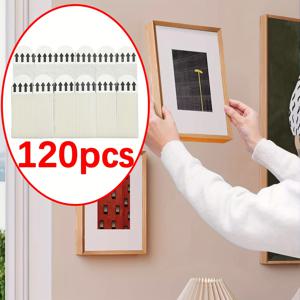 TEMU 120개 헤비듀티 폴리아미드 액자 걸이 스트립 - 드릴 없는 프레임 매직 테이프, 양면 탈부착 벽걸이 후크, 강력 접착제로 벽면에 손상 없이 설치 가능, 간편한 설치 및 제거, 액자, 예술품, 사진, 할로윈, 어버이날에 적합, 손상 없는 걸기,사진 디스플레이 테이프,쉬운 제거 후크,내구성 있는 플라스틱 후크,고강도 테이프,접착식 후크,예술 애호가들