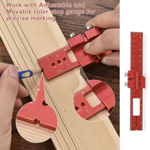 TEMU 1/3 세트 목공 자, 정밀 알루미늄 포켓 자, 6/8/12인치 (약 1.6 센티미터) 표시, T자형 자 (스톱 블록 포함), 조절 가능한 자, 목공 및 엔지니어링에 적합