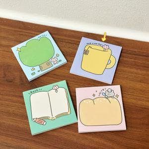 TEMU 귀여운 만화 스타일 포스트잇 세트 - 패드당 50매, 메모패드 - 메시지, 메모, 기록용으로 적합, 쉽게 찢어지는 포스트잇