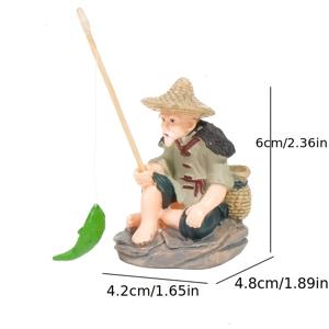 TEMU 대형 수지 보보관 (도두오 가오) 낚시 장식 조각상 - 고대 중국 어부 피규어, 수족관 장식, 수지 어항 장식품, 어항 수족관에 적합