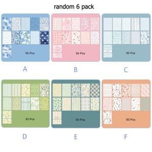 TEMU 빈티지 플로럴 및 깅엄 패턴 스크랩북 용지 6팩 300매 세트 - 저널링, 콜라주, 플래닝 배경 및 편지 쓰기 용품에 적합