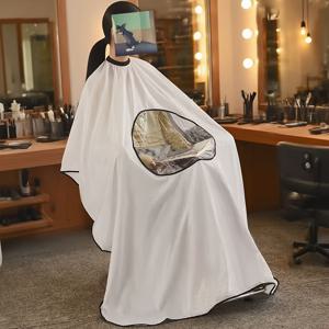 TEMU 전문가용 살롱 헤어커팅 앞치마, 투명 윈도우 디자인, 조절 가능한 버클 스트랩, 미용사 및 가정용