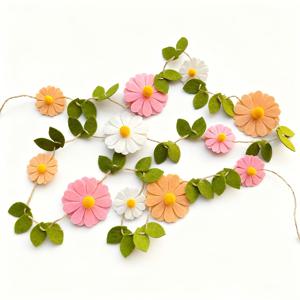 TEMU 1개, 파티 장식을 위한 펠트 데이지 배너 가랜드, 첫돌 축하 행사를 위한 야생화 가랜드, 유아 결혼식 파티 답례품 생일 용품 벽 장식 ( 컬러)