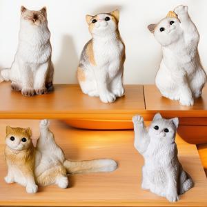 TEMU 수집용 피규어, 5/10개 세트 귀여운 리얼리스틱 고양이 피규어 - 앉은/누운/서 있는 자세의 수집용 레진 고양이, 홈, 오피스, 차량, 정원 장식용 - 데스크탑, 선반, 휴일 선물용 미니어처 조각상