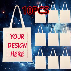 TEMU 10개 맞춤형 캔버스 토트백 - 나만의 디자인 가능, 대용량 (15.74x13.77 인치) 헤비듀티 캔버스 가방, 장보기, 여행, 파티, 선물용 - 튼튼한 손잡이가 있는 재사용 가능한 쇼핑백 - 비즈니스, 활동, 일상 사용에 적합