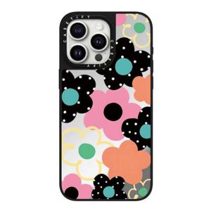 TEMU 휴대폰 케이스 - 이 생생한 플로럴 블랙 프레임 미러 폰 케이스는 아이폰 11부터 17까지 호환되며, 에어, 프로, 프로 맥스 포함입니다. 낙하, 스크래치 및 깨진 화면으로부터 보호하는 보호 디자인을 특징으로 합니다.