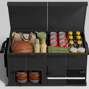 TEMU 고급 차량용 신발 수납함 깔끔하고 뒤떨어진 트렁크 정리함 접이식 트렁크 정리함 차량용 다기능 캠핑 보관함 방수팩과 통풍 칸막이 독특한 신발 수납공간으로 모든 필수품을 충분히 보관할 수 있습니다